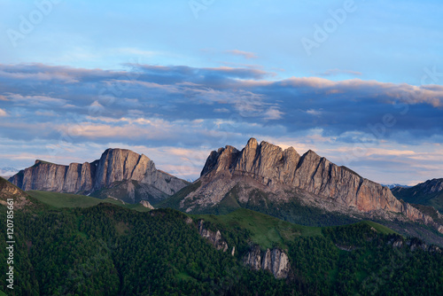 View of Acheshboki (Devil's Gates) mountains,  Bolshoy Thach (Big Thach) Nature Park, Caucasian Mountains, Republic of Adygea, Russia photo