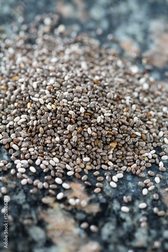 chia seeds on granite background