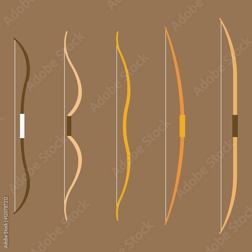 type of bow archery collection illustration, flat design