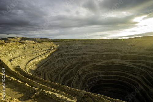 Diamond mining pit in the town of Udachniy, Yakutia, Russia. ALROSA photo