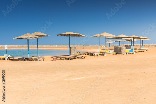 Sunshade umbrellas on the beach