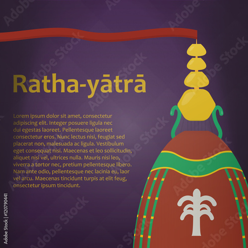 Vector banner of Ratha Yatra Chariot Festival. Poster of Indian holiday.