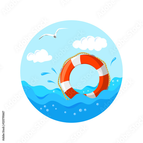 Marine emblem with lifebuoy