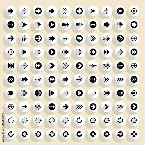 Flat arrow icon circle web button