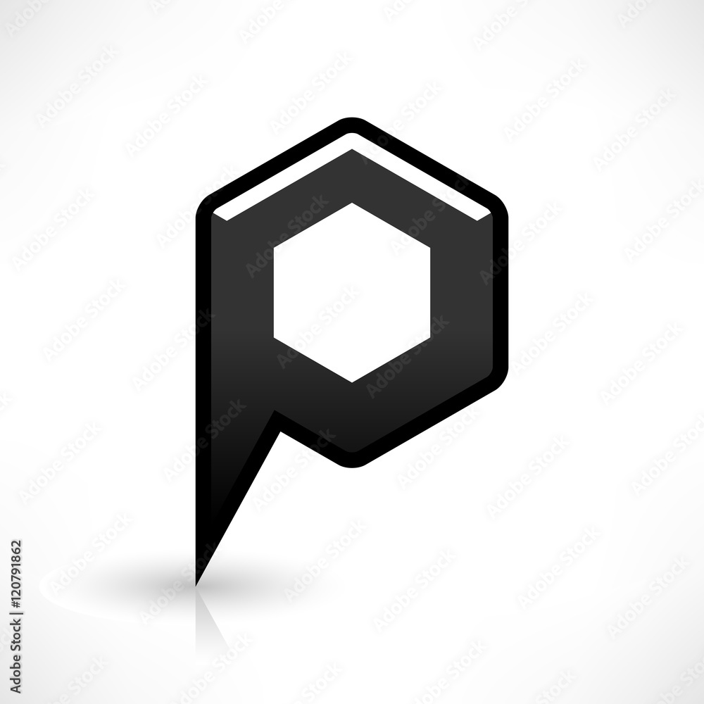 Blank map pin flat location icon hexagon sign Blank map pin flat location icon hexagon sign