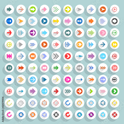 Flat arrow icon circle web button