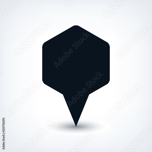 Black map pin flat location sign hexagon icon
