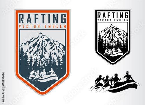 set of vector rafting emblems logo labels