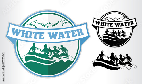 set of vector rafting emblems logo labels