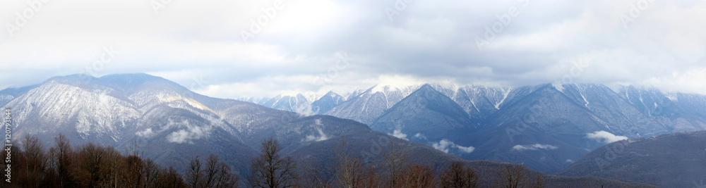 Mountain landscape of Krasnaya Polyana, Sochi, Russia, panorama