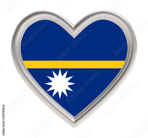 Free Download Nauru flag in silver heart isolated on white background. 3D illustration. - GFXLoad