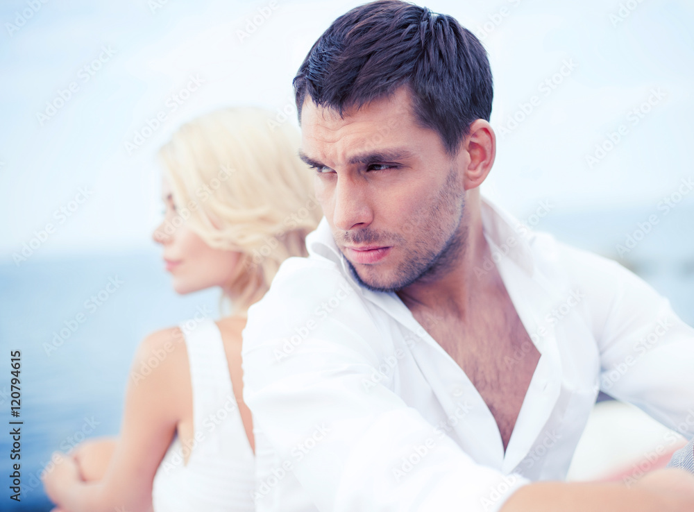 Fototapeta premium stressed man with woman outside