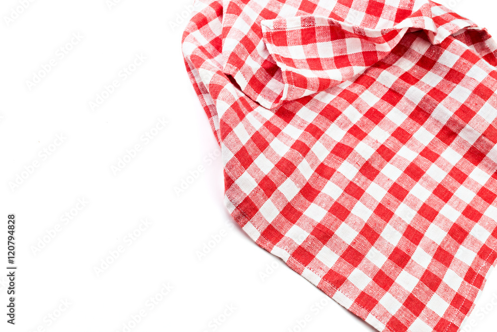 red folded tablecloth isolated on white red folded tablecloth isolated on white