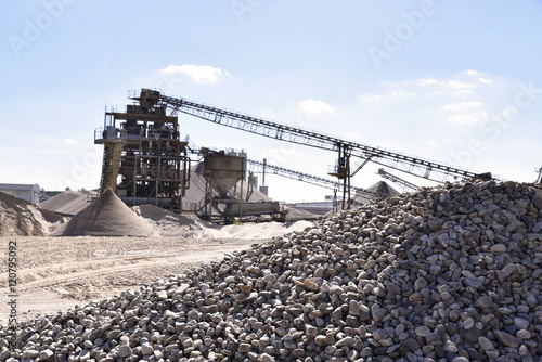 Stones and sand in gravel pit