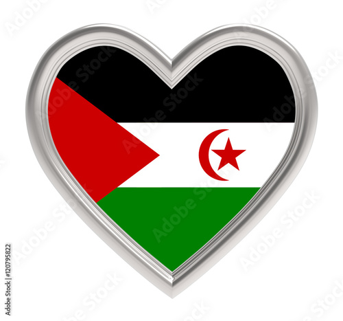 Western Sahara flag in silver heart isolated on white background. 3D illustration. Free Download Western Sahara flag in silver heart isolated on white background. 3D illustration. - GFXLoad