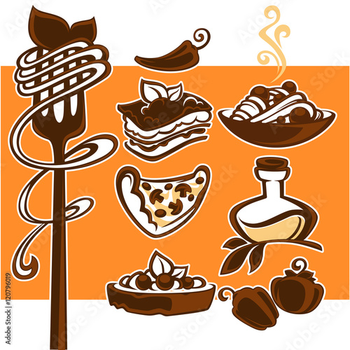 Italian menu, vector collection of food symbol and icons