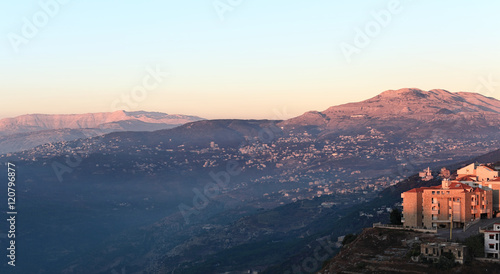 Lebanon mountains at sunset photo