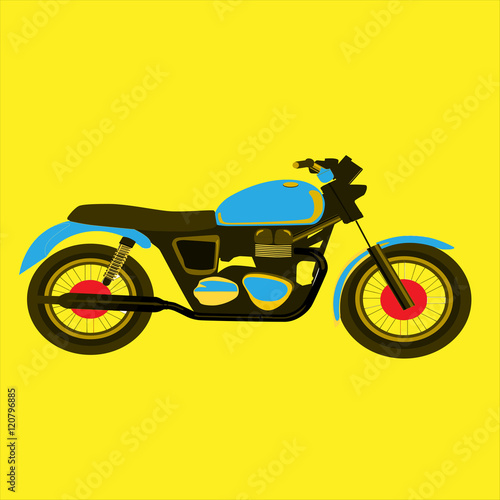 Color motorcycle on a yellow
