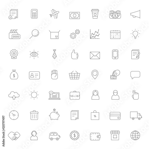 Outline business icons vector big set. Simple design.