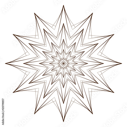 Vector Illustration - Abstract Floral Print. Abstract Flower, Mandala or Star for Coloring. Round Ornament Pattern. Coloring Page.