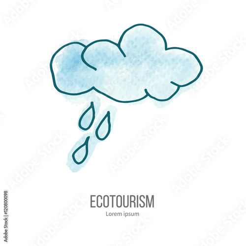 Vector ecotourism doodle on watercolor texture