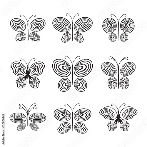 Fingerprint hand drawn butterfly