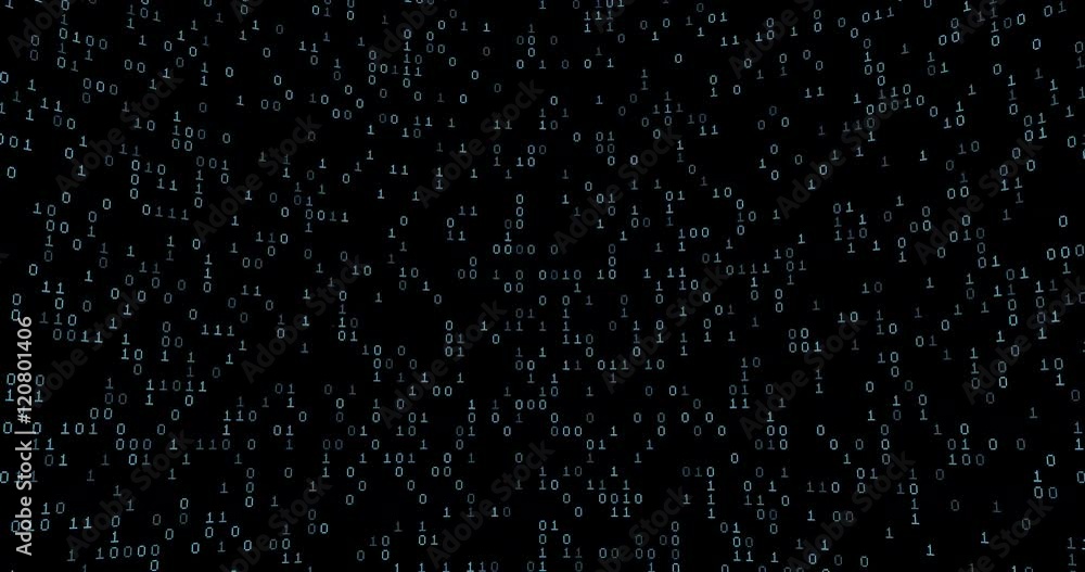 Binary data grid / 3D animation of binary data cloud