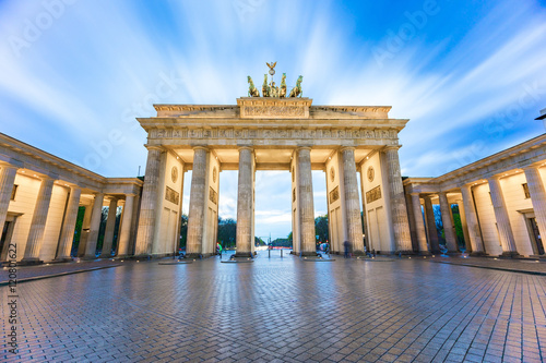 The long exposure view of Brandenburg Gate in Berlin, Germany photo