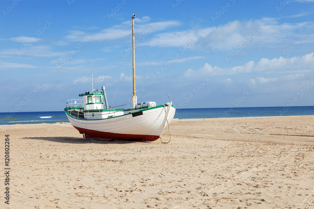 Fishing boats stranded on the beach