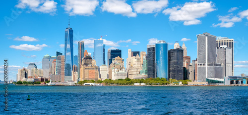 The downtown Manhattan skyline on a beautiful summer day