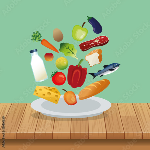 assorted healthy food icons image vector illustration design 