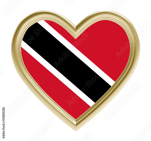 Trinidad and Tobago flag in golden heart isolated on white background. 3D illustration. Free Download Trinidad and Tobago flag in golden heart isolated on white background. 3D illustration. - GFXLoad