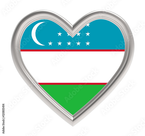 Free Download Uzbek flag in silver heart isolated on white background. 3D illustration. - GFXLoad