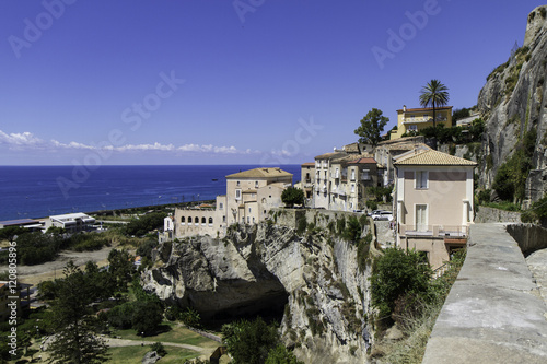 panorama of old Amantea's, top view with coast and sea photo