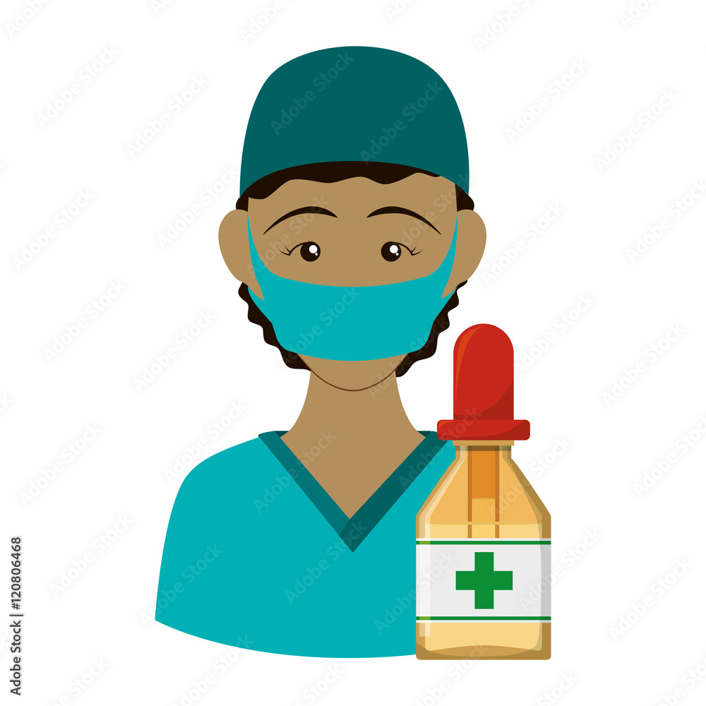Nurse with uniform and dropper icon. Medical and health care theme. Isolated design. Vector illustration Nurse with uniform and dropper icon. Medical and health care theme. Isolated design. Vector illustration
