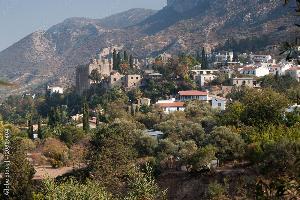 Village and Bellapais abbey near Kyrenia (Girne), Northern Cyprus.