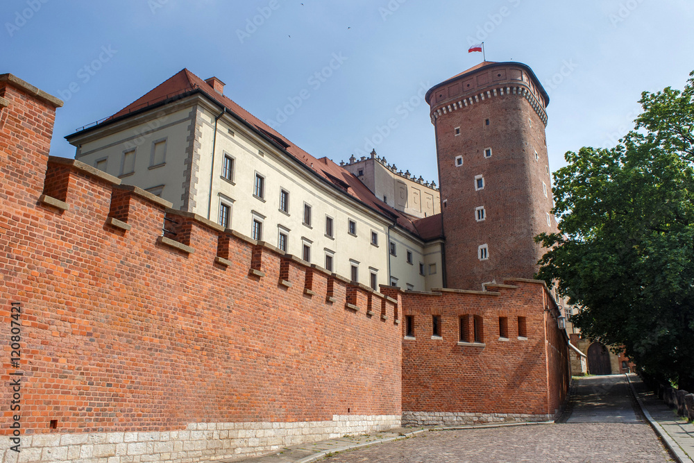 Medieval Senator tower on a Wawel hill as part of the Wawel Castle in Krakow. Poland.