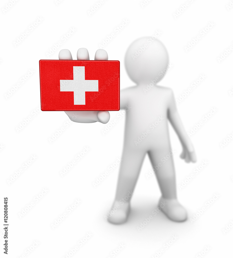 Man and Swiss flag. Image with clipping path Man and Swiss flag. Image with clipping path
