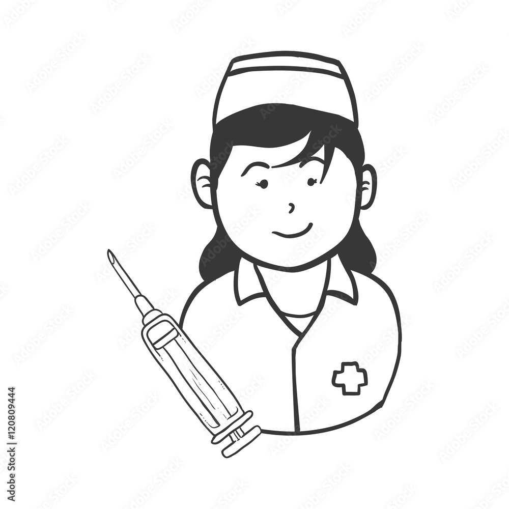 Nurse with uniform and syringe icon. Medical and health care theme. Isolated design. Vector illustration Nurse with uniform and syringe icon. Medical and health care theme. Isolated design. Vector illustration