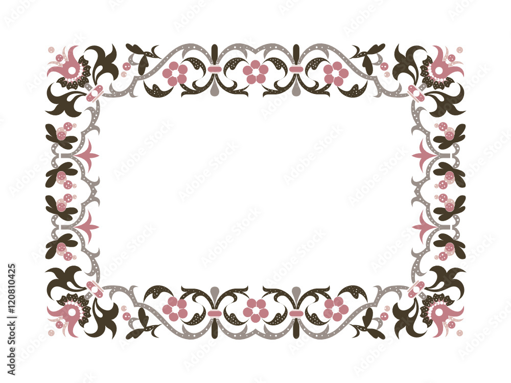 rectangular frame, graphic floral pattern on a white background rectangular frame, graphic floral pattern on a white background