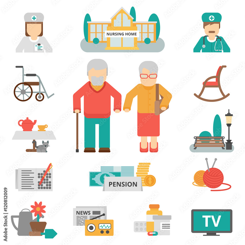 Senior Lifestyle Flat Icons Set Senior Lifestyle Flat Icons Set