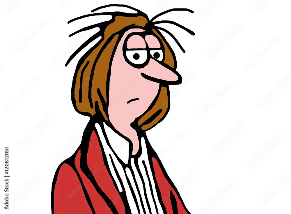 Φωτογραφία Color, closeup business illustration of frowning, frazzled businesswoman