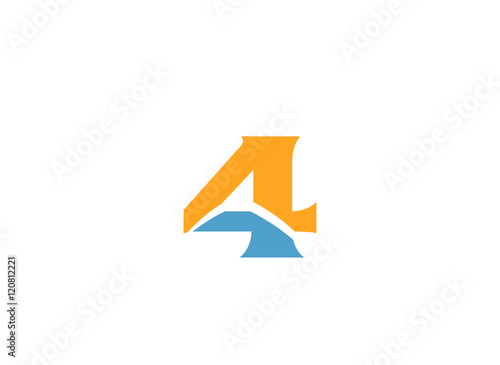 Number logo design.Number four logo.Logo 4 vector template
