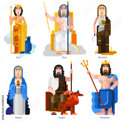Obraz na plátně Olympic Gods Decorative Icons Set