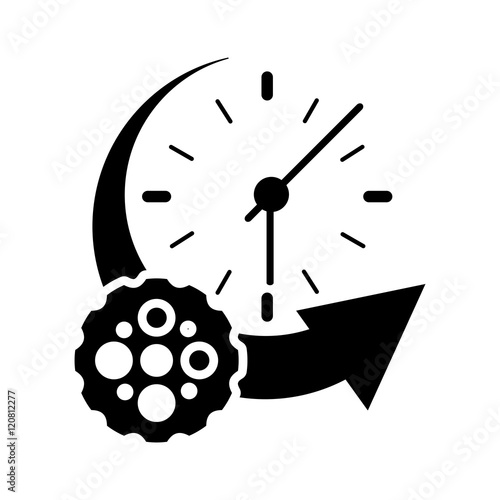 flat design clock with arrow and gear  icon vector illustration