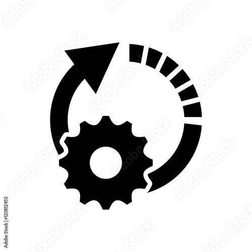 flat design circle arrow and gear  icon vector illustration