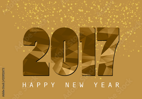 Happy new year 2017. Celebration gold card