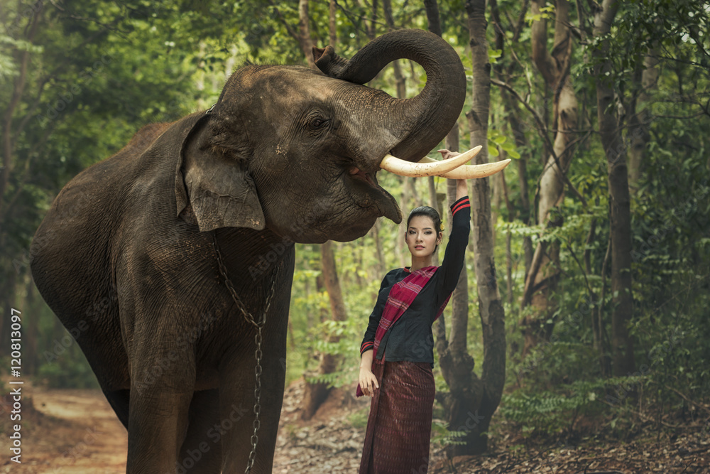 Woman with elephant.