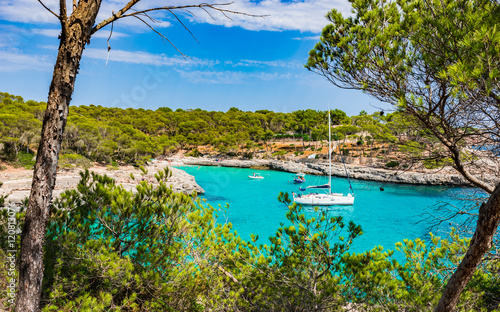 Beautiful cove at the coast of Balearic Islands Majorca Spain