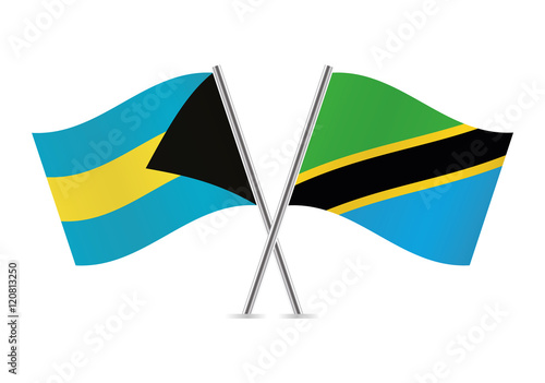 Bahamas and Tanzania flags. Vector illustration.